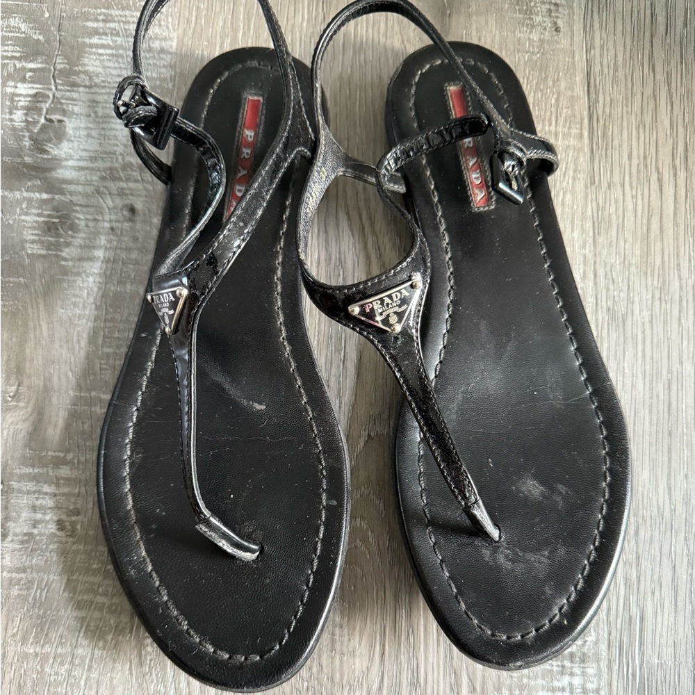 Prada Black Leather Sandals with Sleek Design